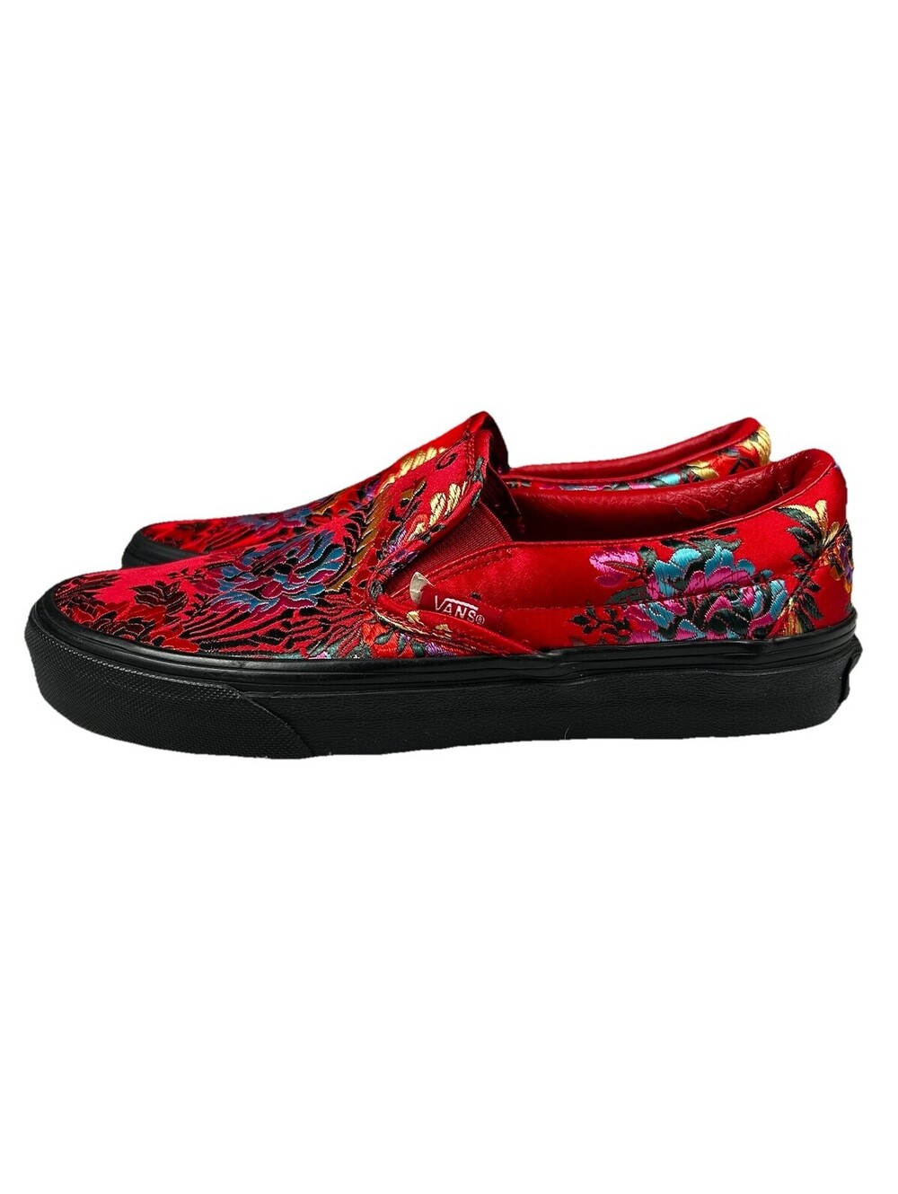 Vans Festival Satin Red/Black Classic Slip On Size Mens 3.5 Womens 5.0 New
